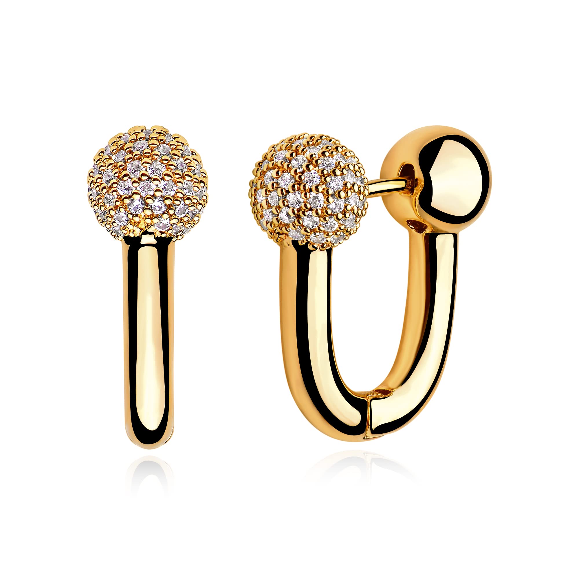 MYEARS Women Gold Huggie Hoop Earrings Ear Stud Cuff 14K Gold Plated Small Simple Minimalist Hypoallergenic Everyday Jewelry