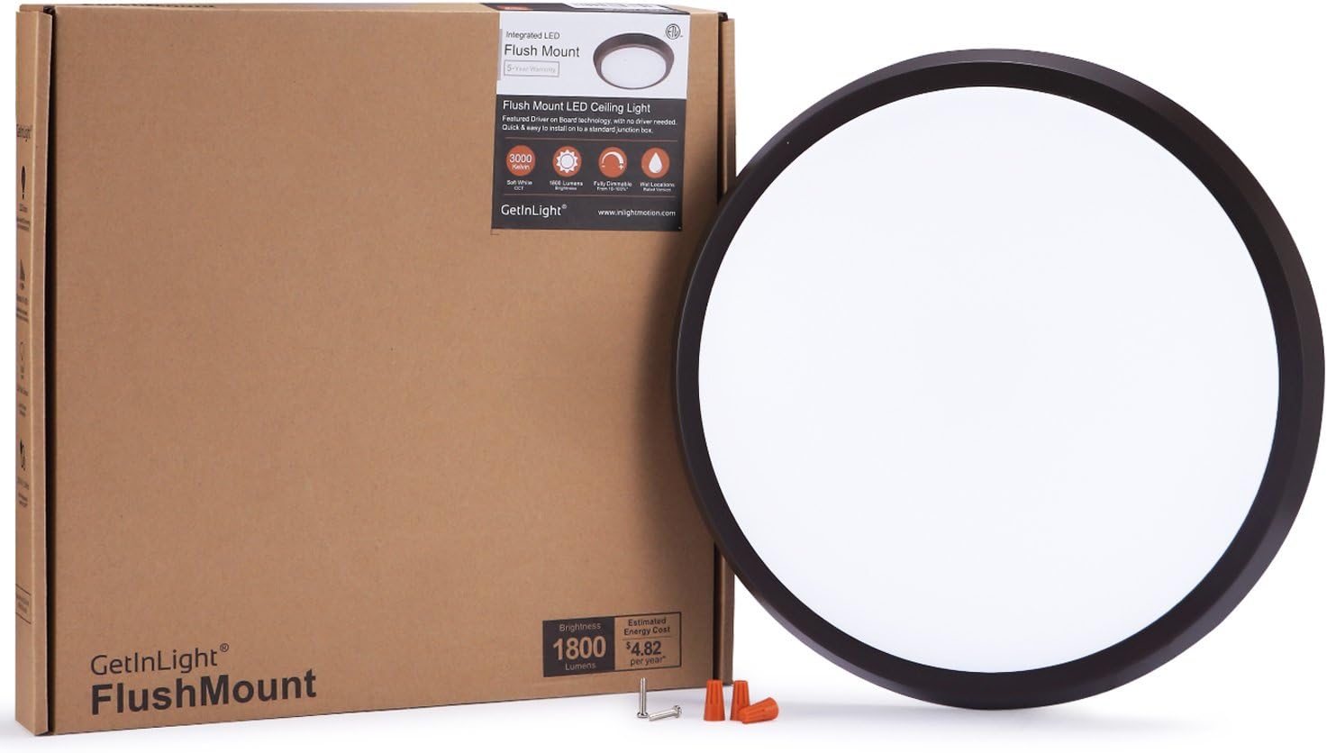 GetInLight 15 Inch Flush Mount LED Ceiling Light with ETL Listed, Soft White 3000K, Bronze Finish, IN-0302-6-BZ
