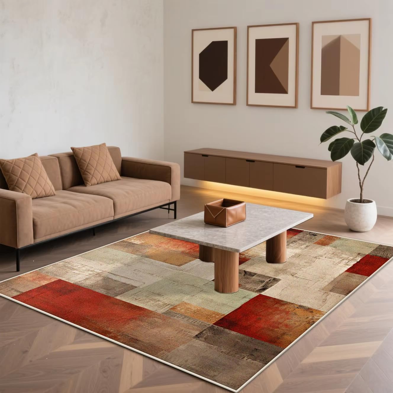 Tapis géométrique moderne 70x120 cm pour salon et chambre