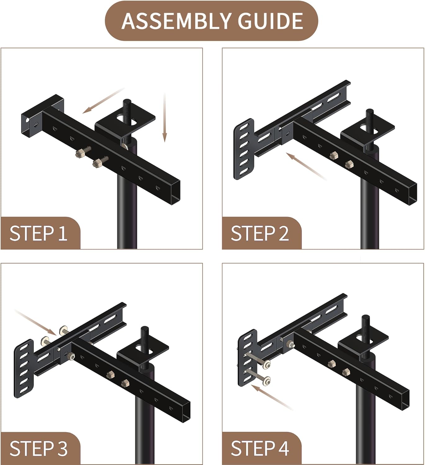 Headboard Brackets for Metal Bed Frame, Adjustable Universal Brackets for Headboard with Footboard Extension Fit Twin Full Queen King 2 Pack Matte Black