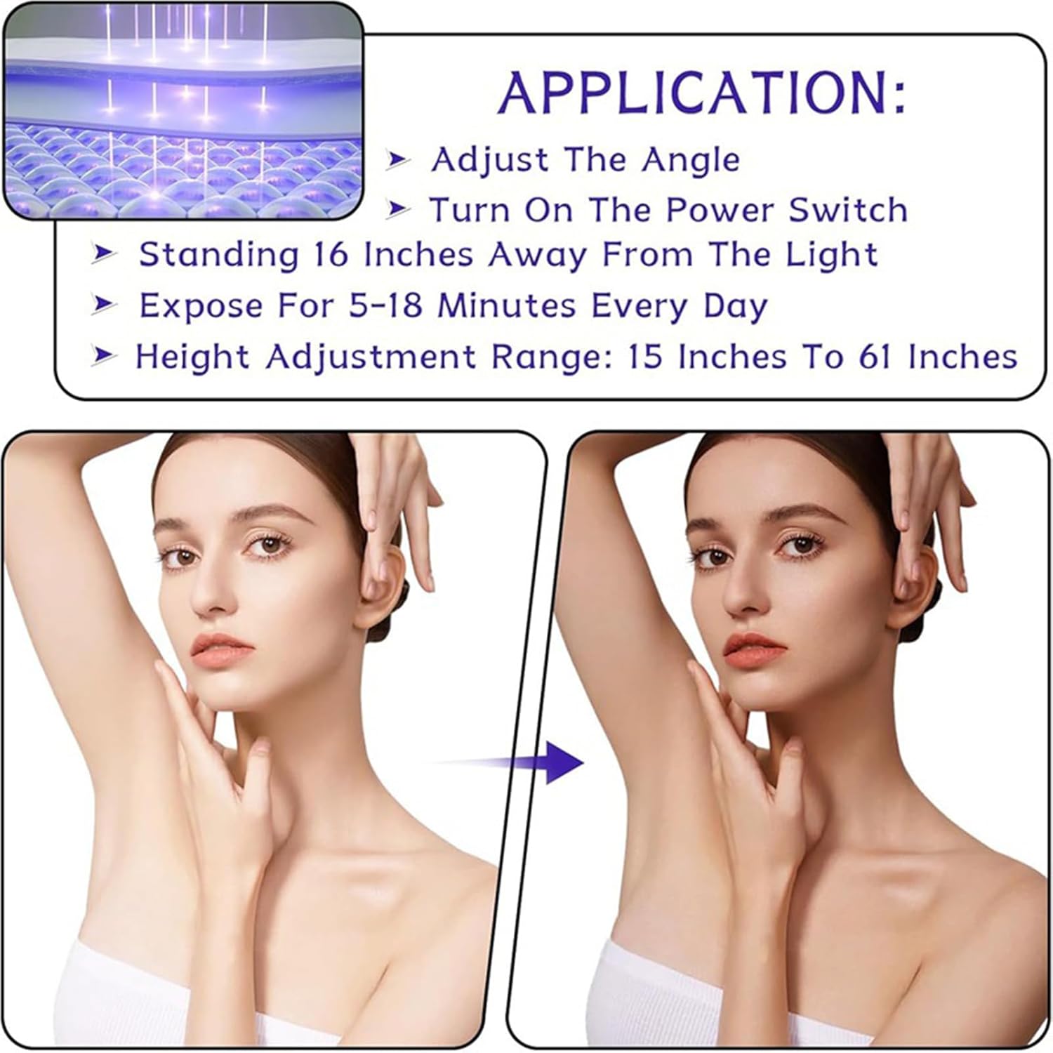 Tanning Lamp for Face and Body - 360° Adjustable Stand with 5 Energy Levels & 2 Light Modes, 5-30 Min Timer for Golden Bronze Skin & Natural Tan at Home