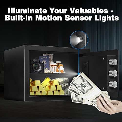 Miniatura 4 de TOTOY Caja de seguridad ignífuga pequeña de 1.5 pies cúbicos para documentos del hogar con alimentación externa tipo C, caja de seguridad de acero