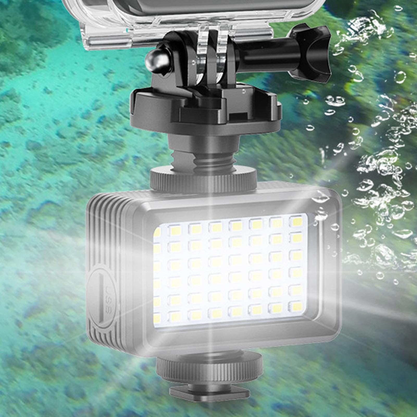 Luce LED per fotocamera, impermeabile fino a 40 m, luce video subacquea RGB con temperatura colore regolabile da 2700 K a 5600 K, portatile, dotata di 40 led, ideale per streaming