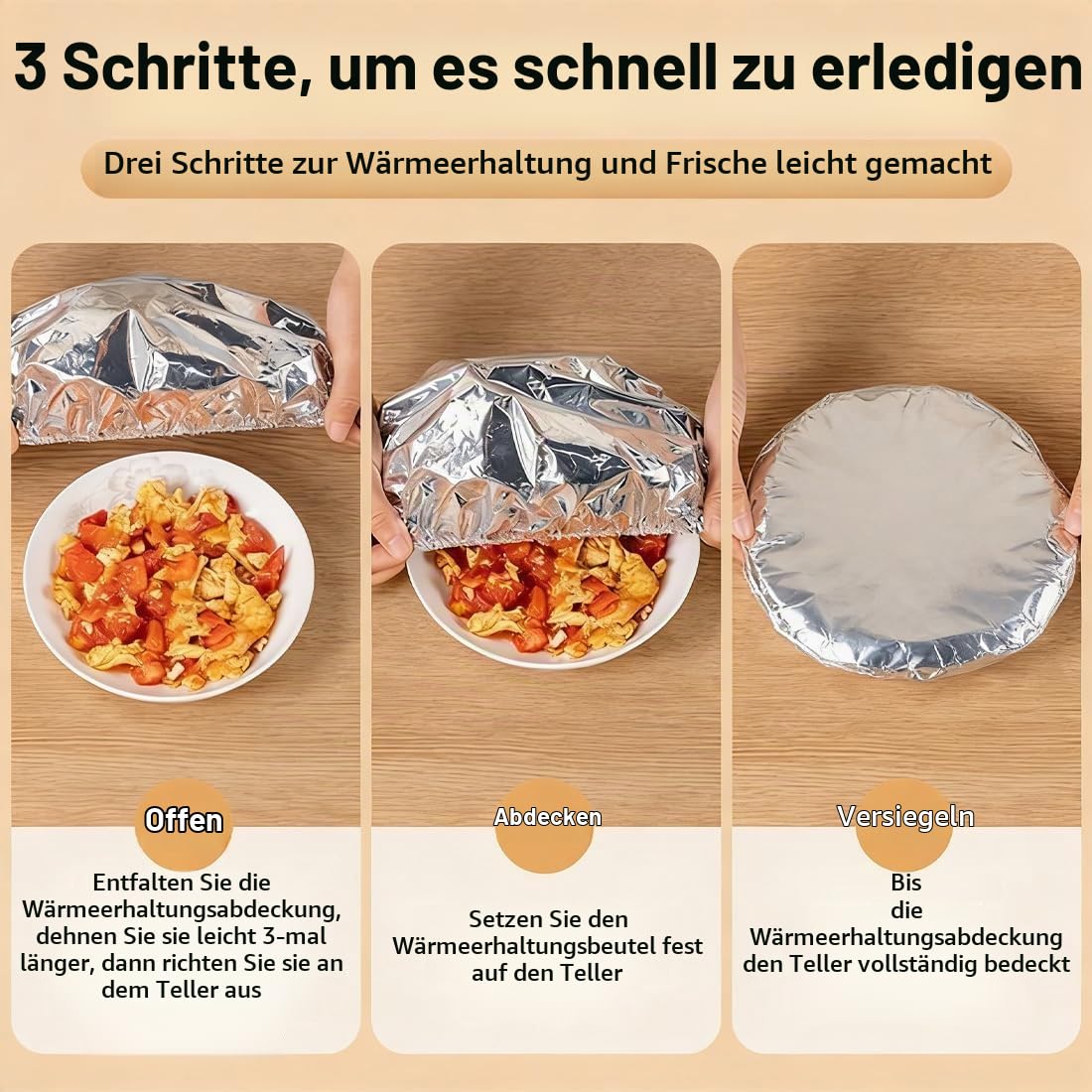 200 Stück Wiederverwendbare Alufolie Isolierhaube für Lebensmittel, Hitzebeständige Aluminium Abdeckung, Elastische Frischhaltefolie für Schüsseln und Teller, Thermische Isolierung für Küche (200PC)