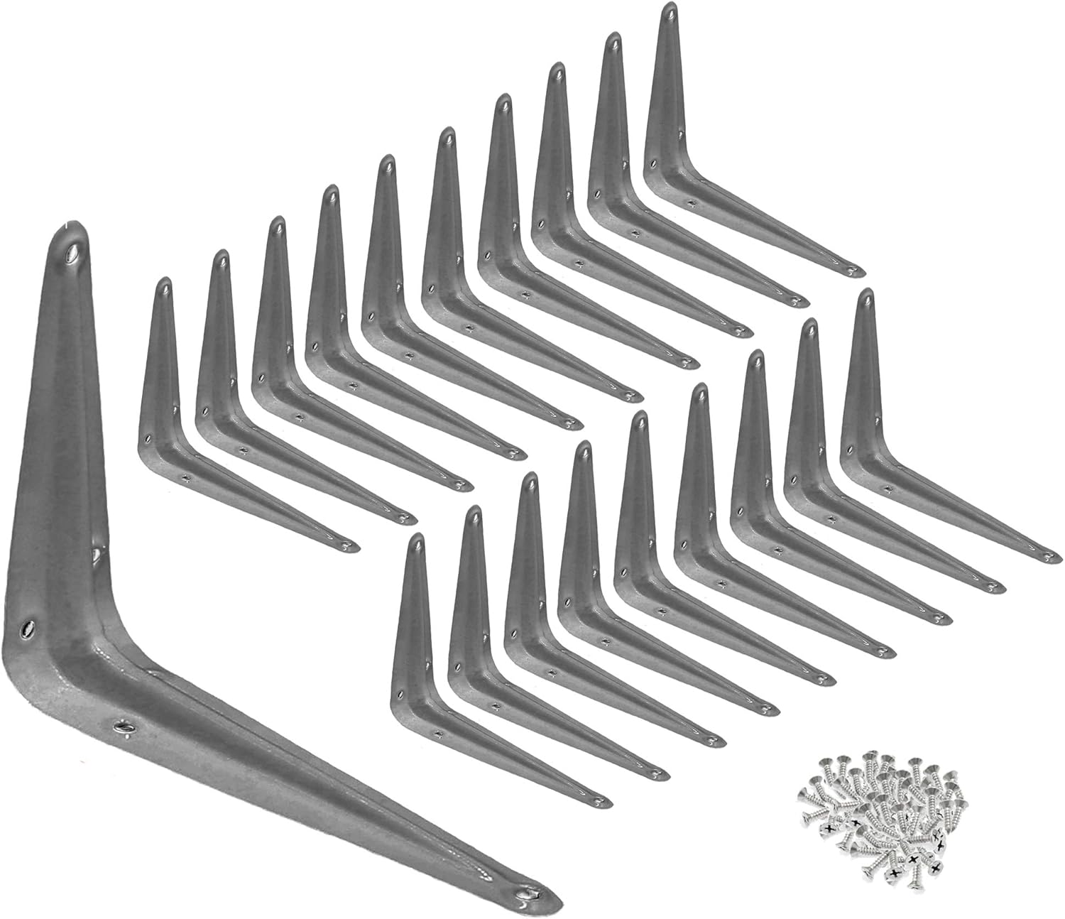 Metal 5" x 6" inch Wall Corner Angle Shelving Shelf Brackets, Grey, Pack of 20