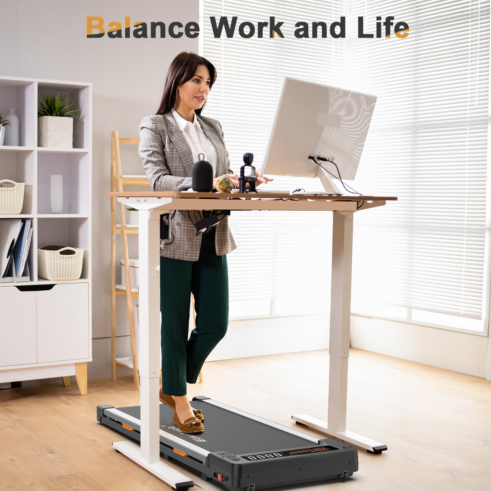 Tapis Roulant Casa HBTower 3 In 1 - Walking Pad 2.5 CV, Velocità 1-6 Km/h, Con Telecomando E Display LED