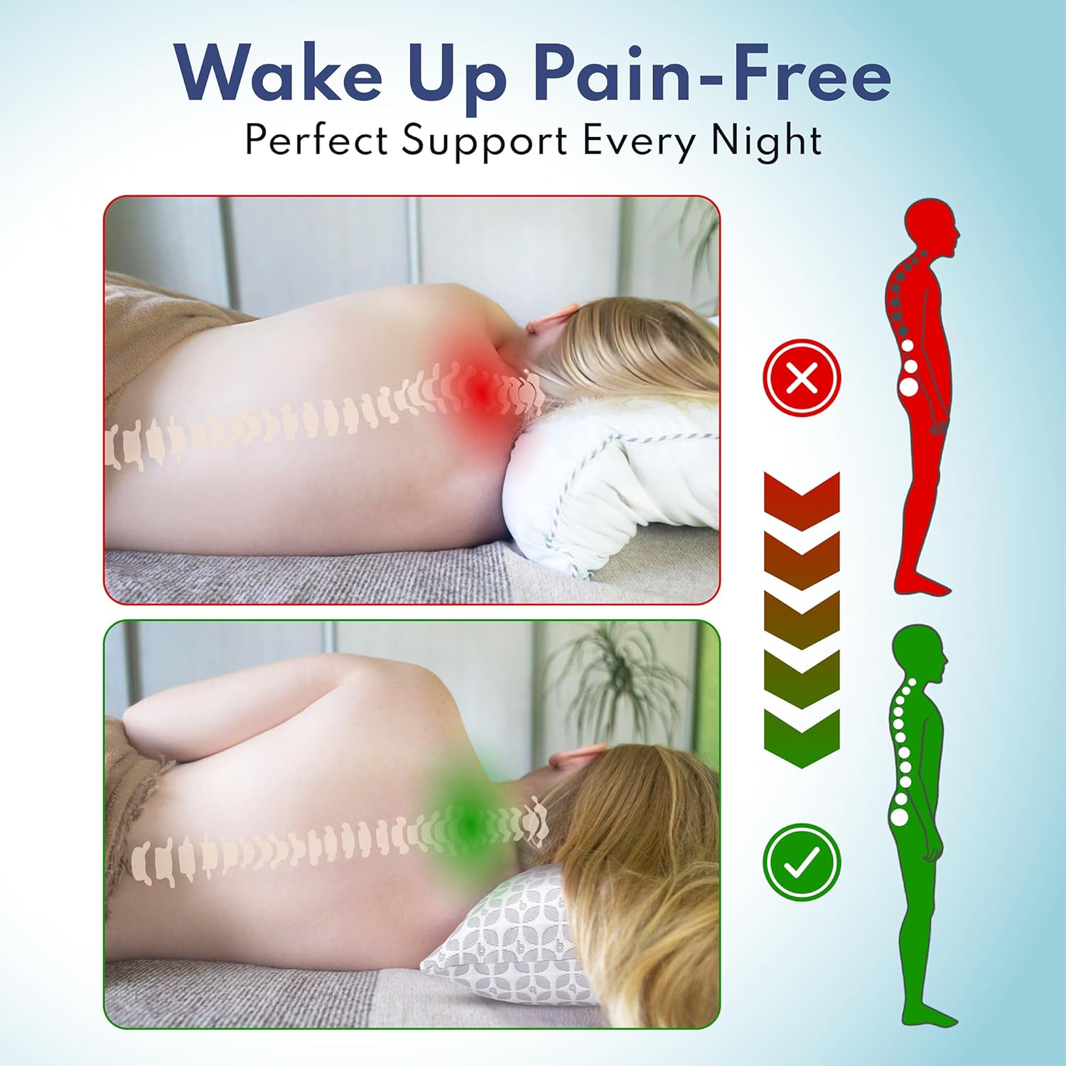 BLISSY Adjustable Memory Foam Pillow with Cooling Technology (Queen Size) - Oeko-TEX & CertiPUR-US