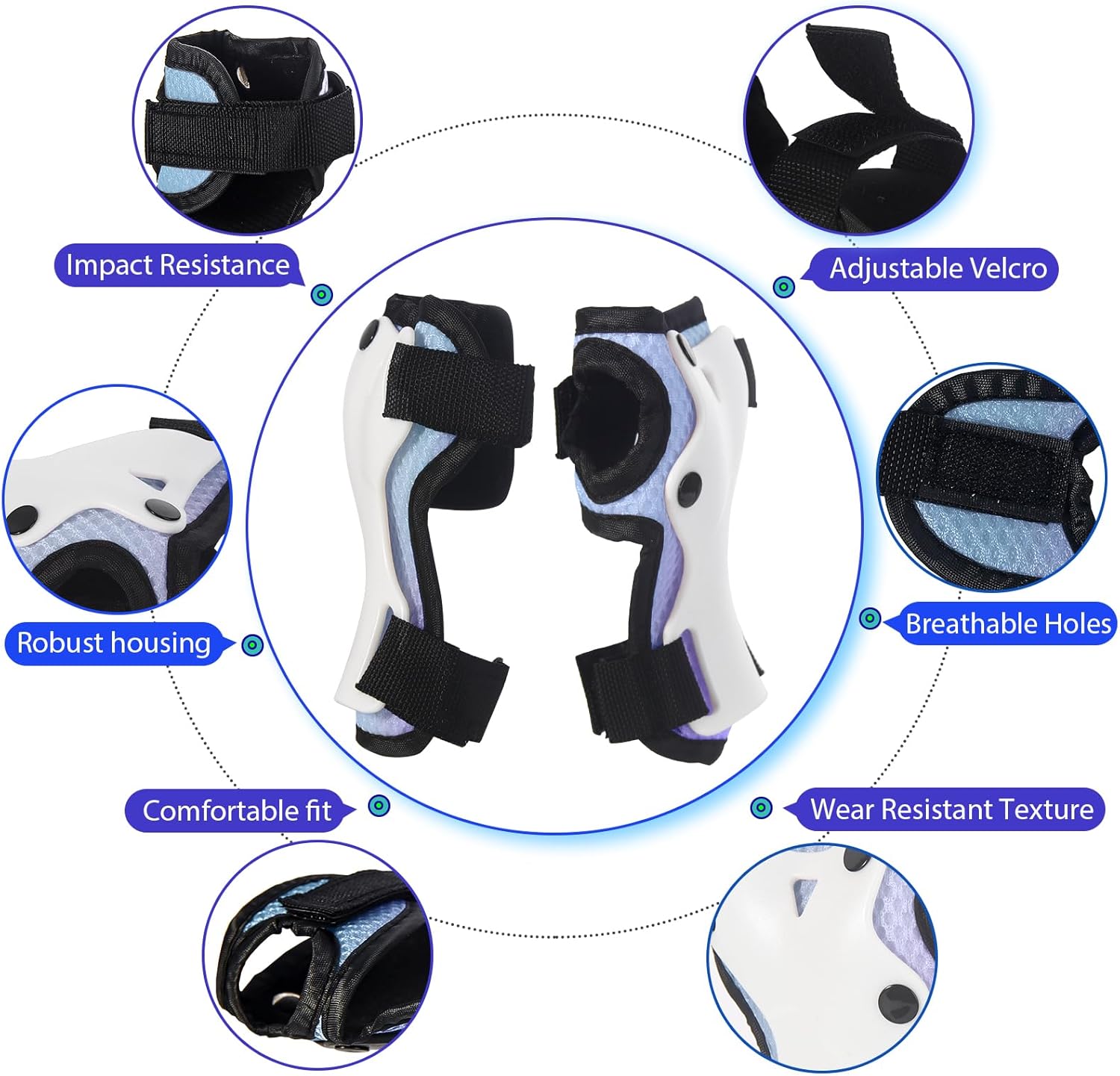 Gradient Color Kids Protective Gear Set Knee Pads for Kids 2-14 Years & Kids/Toddler Bike Helmet for Boys Girls