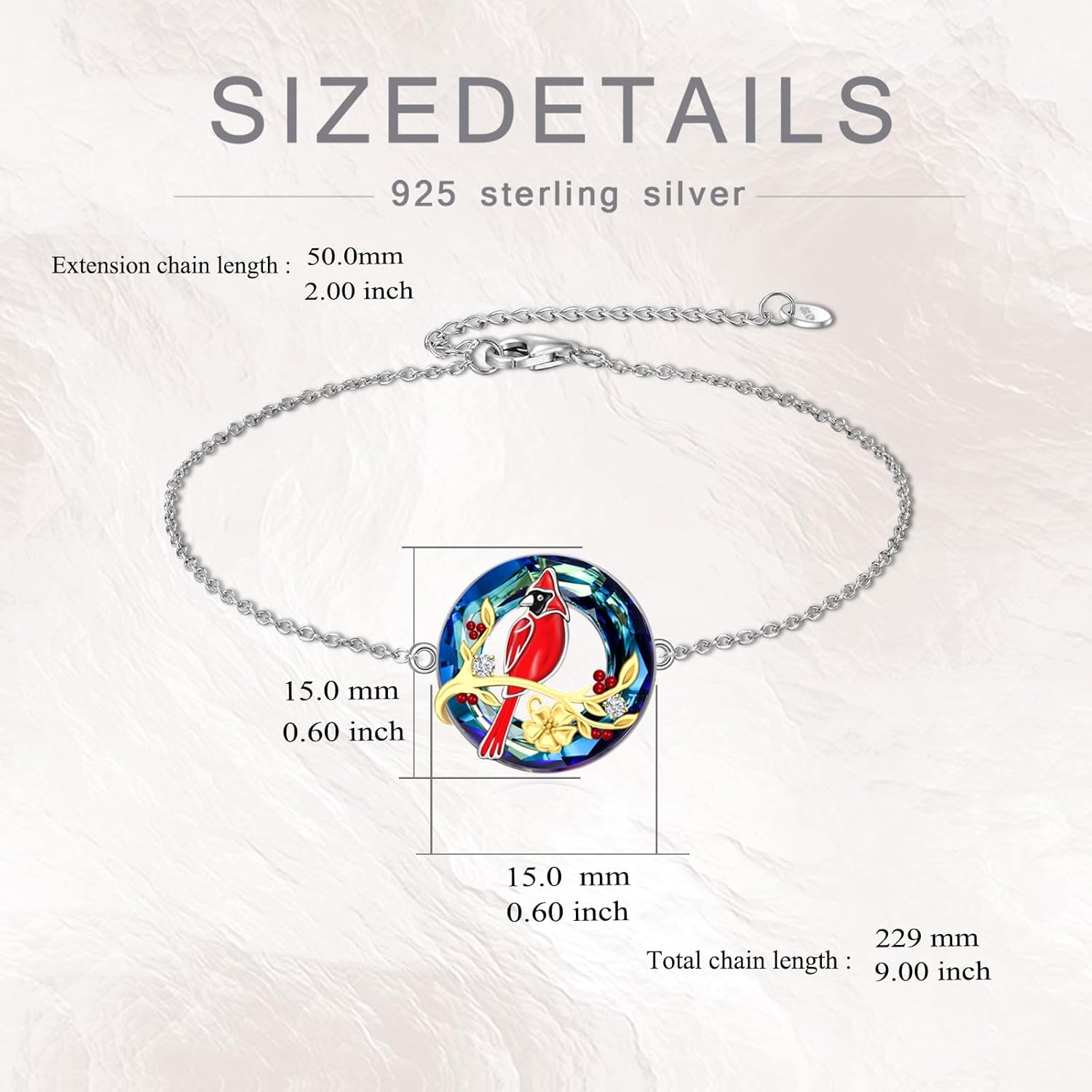 TOUPOP Christmas gifts Red Cardinal Bracelet 925 Sterling Silver Crystal Bird Jewelry Gifts for Women - Image 6