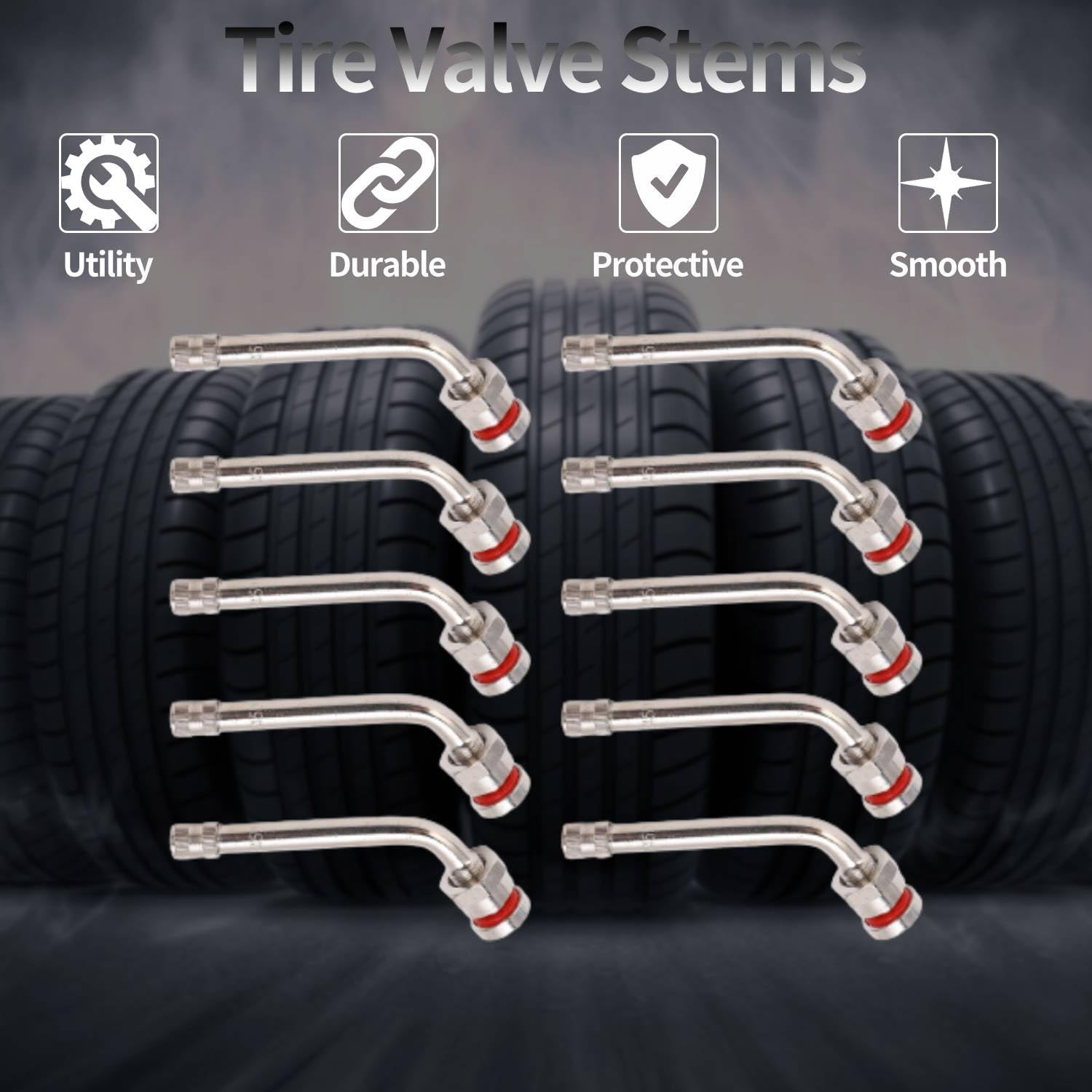 Keenso Aluminum Truck Tire Valve Stems, Heavy Duty Valve Stems TR545D 60 Degree Design for 22.5in 24.5in Wheels, for Truck, Trailer, Commercial Vehicles, Agriculture Machinery, Industrial Equipment