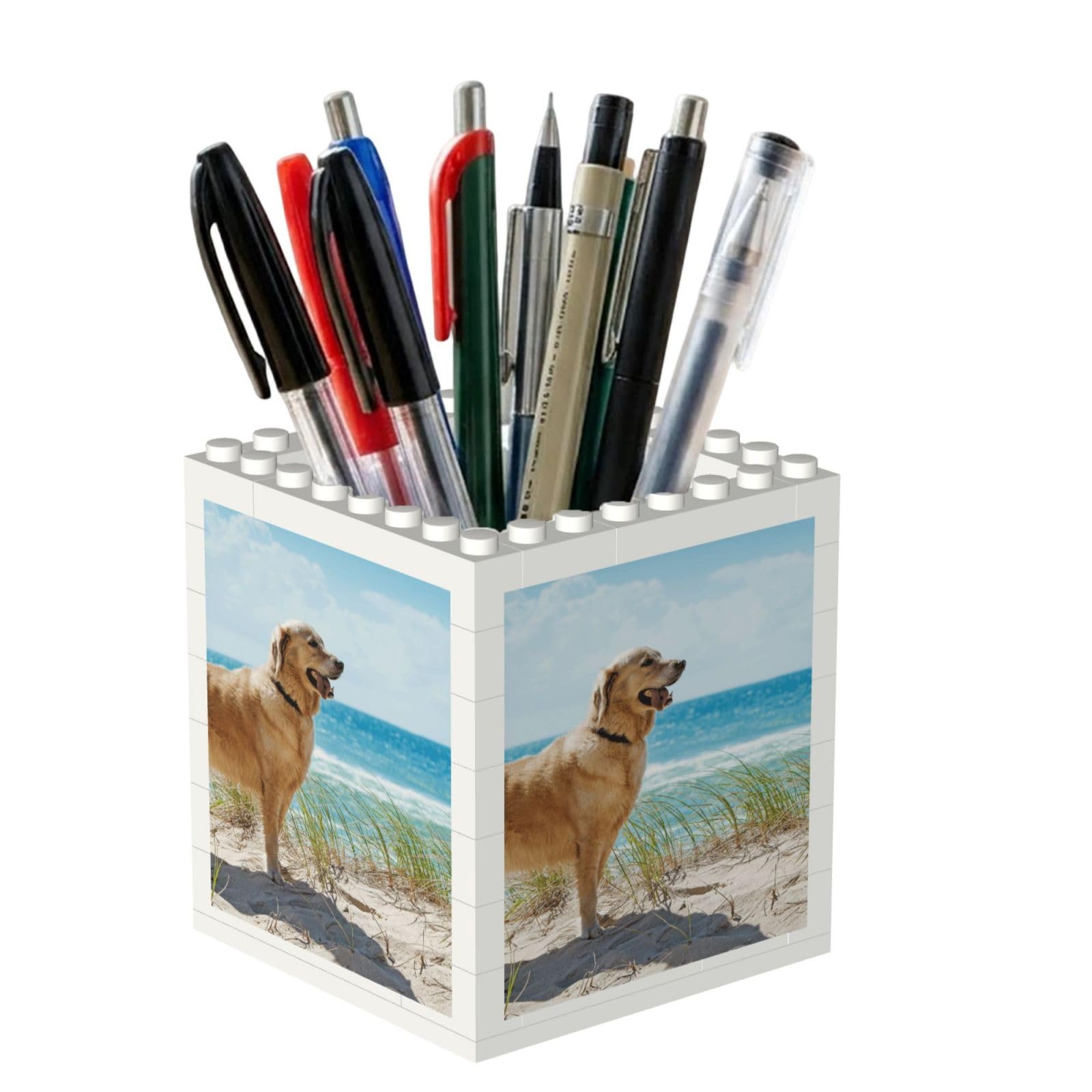 Poadnly Golden Retriever, Pen Pot Pencil Holder for Office Home School, Compact Desk Organiser for Office Stationery