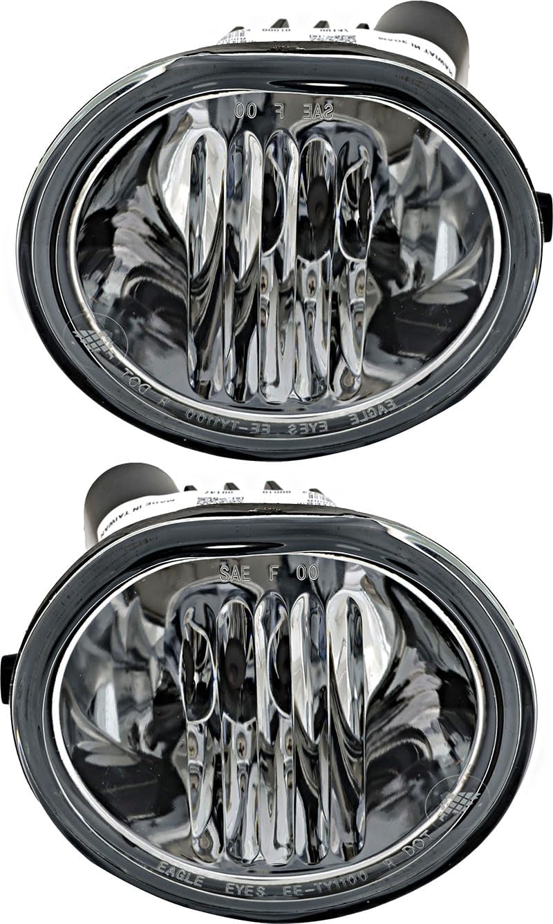 Gold Shrine Fog Lights Set for Toyota Matrix, Pontiac Vibe (2003-2008), Scion tC (2005-2010), Black, LED, Clear Lens, 12 Volts