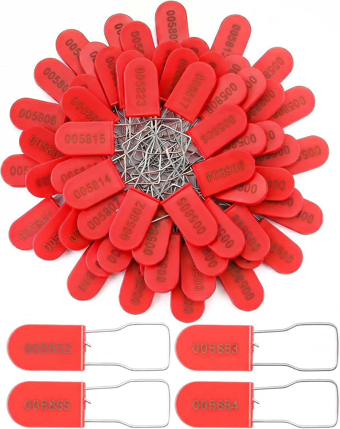 Foraineam 120PCS Plastic Wire Padlocks Numbered Plastic Padlock Security Seals Disposable Anti-Tamper Tag Locks Water/Electricity Metal Wire Seal Locking Anti Tamper Tag Hasps