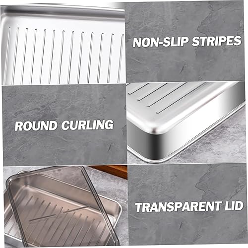 Miniatura 8 de Recipiente de tocino para refrigerador, 2 unidades, recipiente grande de acero inoxidable para nevera, antiadherente, apilable, estilo japonés,