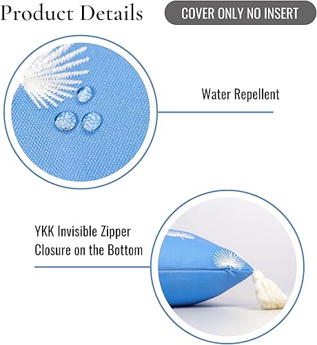 Miniatura 5 de Hofdeco Premium Coastal Patio - Funda de almohada lumbar para interiores y exteriores, 12 x 20 pulgadas, repelente al agua para patio trasero, sofá,