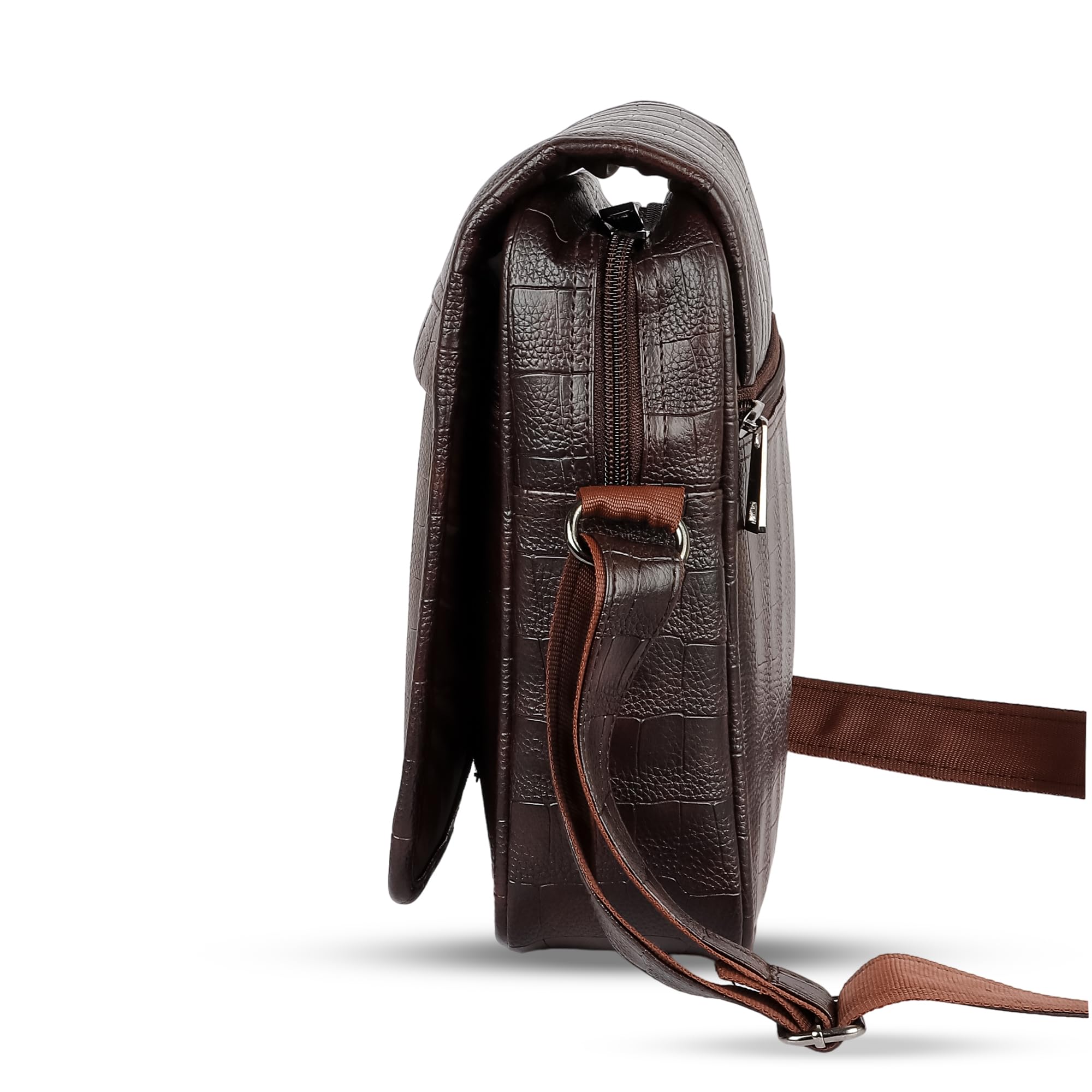 Bagneeds® Stylish Small PU Leather Sling Cross Body Travel Office Business Messenger One Side Shoulder Bag for Men Women (Brown) 2