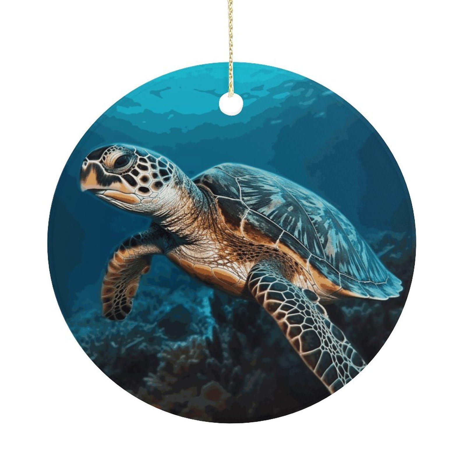 Adfgyerh Women's Style Sea Turtle2 Hanging Ceramic Ornaments, Christmas Tree Decorations, Funny Home Decor Gifts For Sisters & Work Best Friends