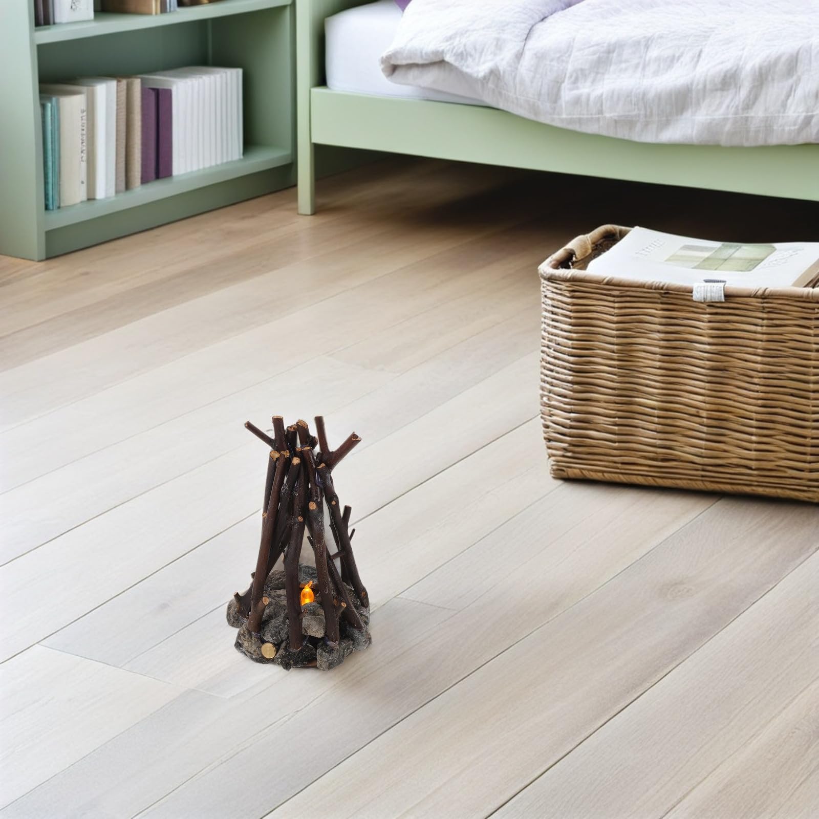 Alipis Luz Nocturna de Hoguera con Diseño de Tronco y Efecto de Llama Artificial Lámpara Decorativa para Dormitorios con Alimentación USB