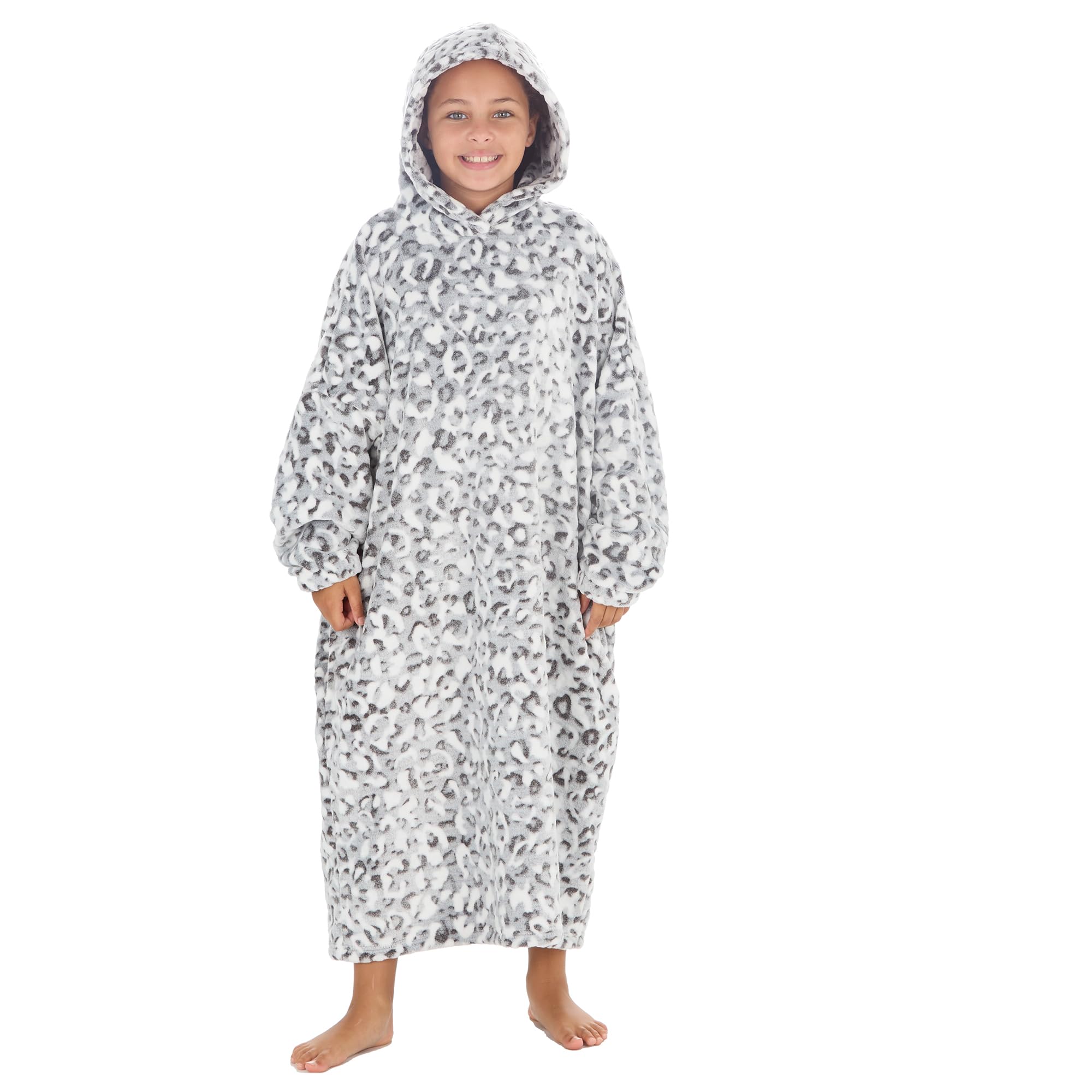 Undercover Kids Snow Leopard Oversized Poncho 18C858 Grey