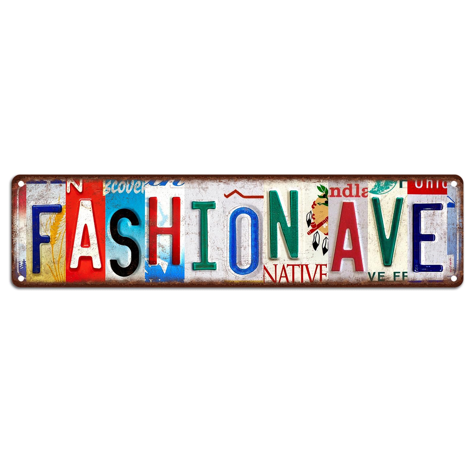 peiyeety Vintage Fashion Ave Street Sign Metal Tin Sign for Wall Art For Home Bathroom Restaurants Kitchen Garden Cave Garage Office Bar Cafe 4×16 INCH
