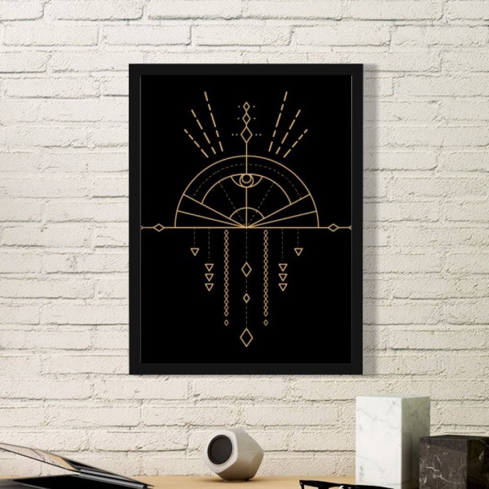 Cadre photo simple noir avec motif géométrique totem pour décoration murale de maison