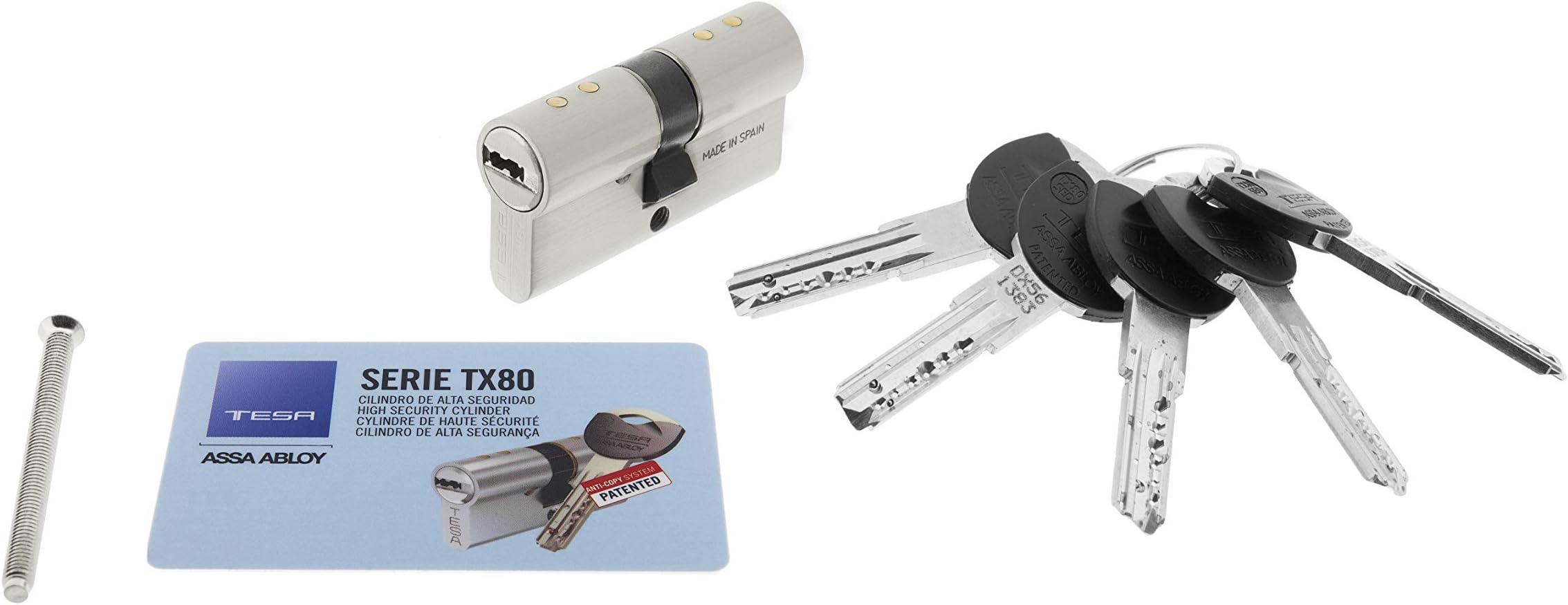 TX854050N TX854050N-High Security Cylinder TX80, 40 x 50 mm, Long Sheet, Wrench, Nickel, 40 x 50 mm