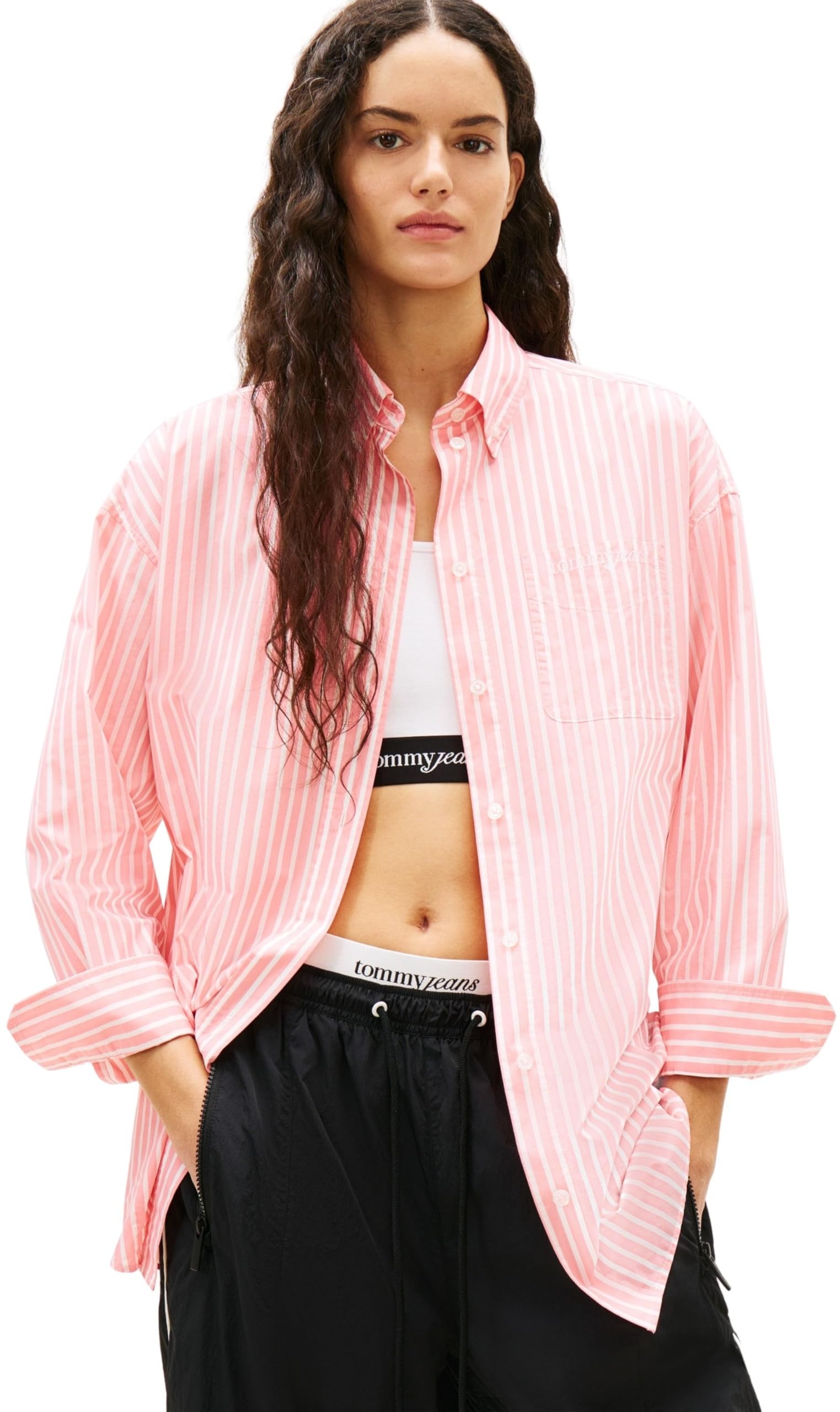 Tommy Jeans Tjw Ovs Poplin Shirt Dw0dw22218 Blusas L/S Mujer (Pack de 1)
