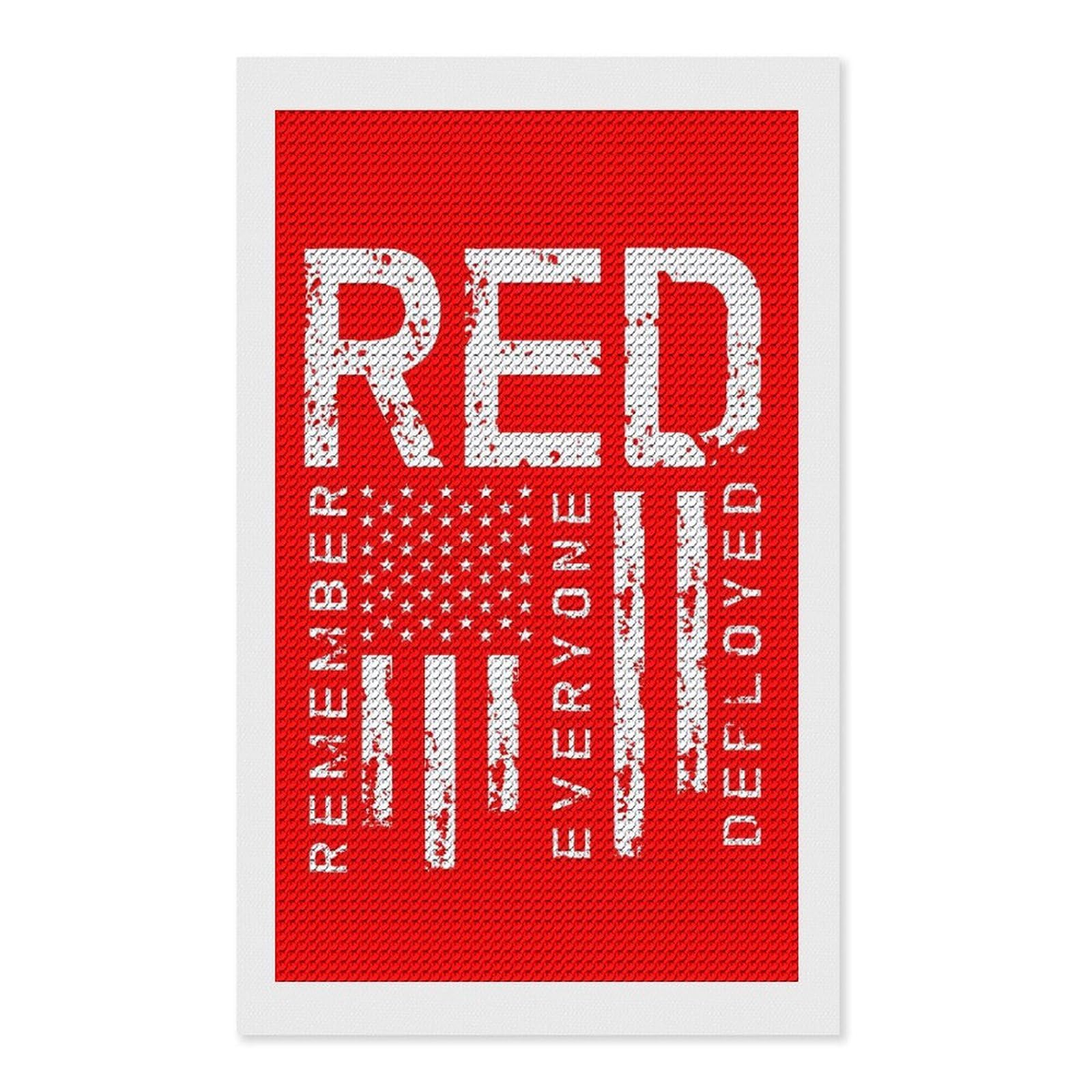 Nclqvjxzkhw Style Remember Everyone Deployed Military R.e.d Diamond Art Painting For Adult Round Diamonds Pictures Arts Crafts Home Wall Decor 12"X20"