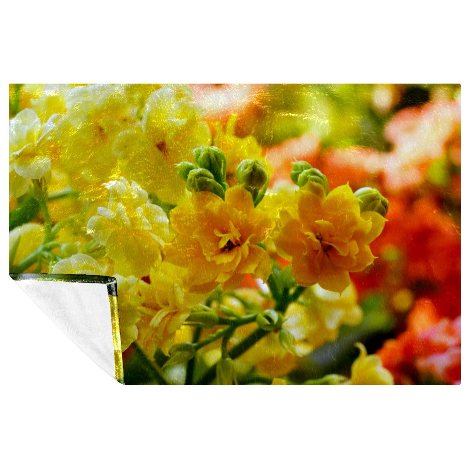 Couverture à imprimé floral pour pique-nique et camping, plaid jaune doux de voyage
