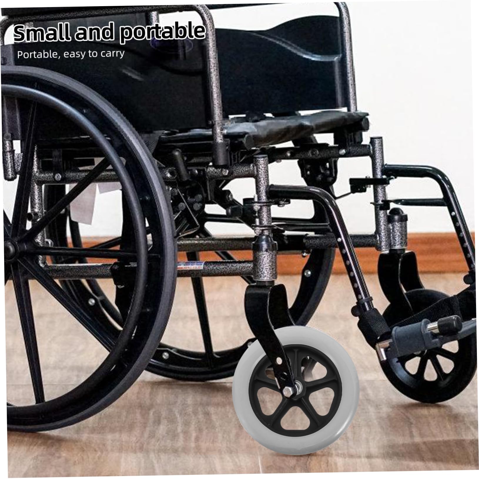 Angoily 2 Pezzi Ruote di Ricambio per Carrozzina Anteriore, Ruote in Plastico Resistenti All'usura Foro da 8mm per Carrelli e Deambulatori