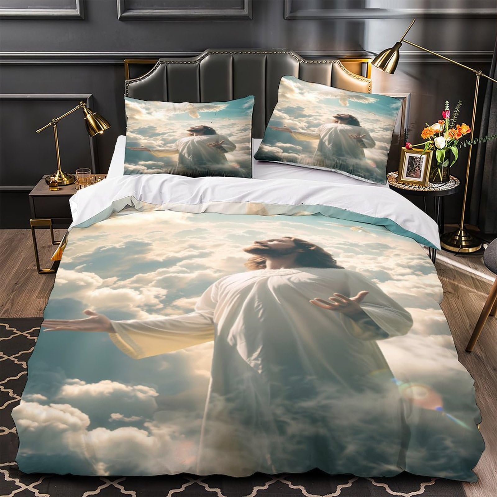 Housse de couette chrétienne 140x200cm pour chambre spirituelle