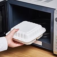 Vista 3 de 8x8" 50 paquetes de contenedores de alimentos con bisagras desechables de plástico de 1 compartimento de alta resistencia, caja de almuerzo