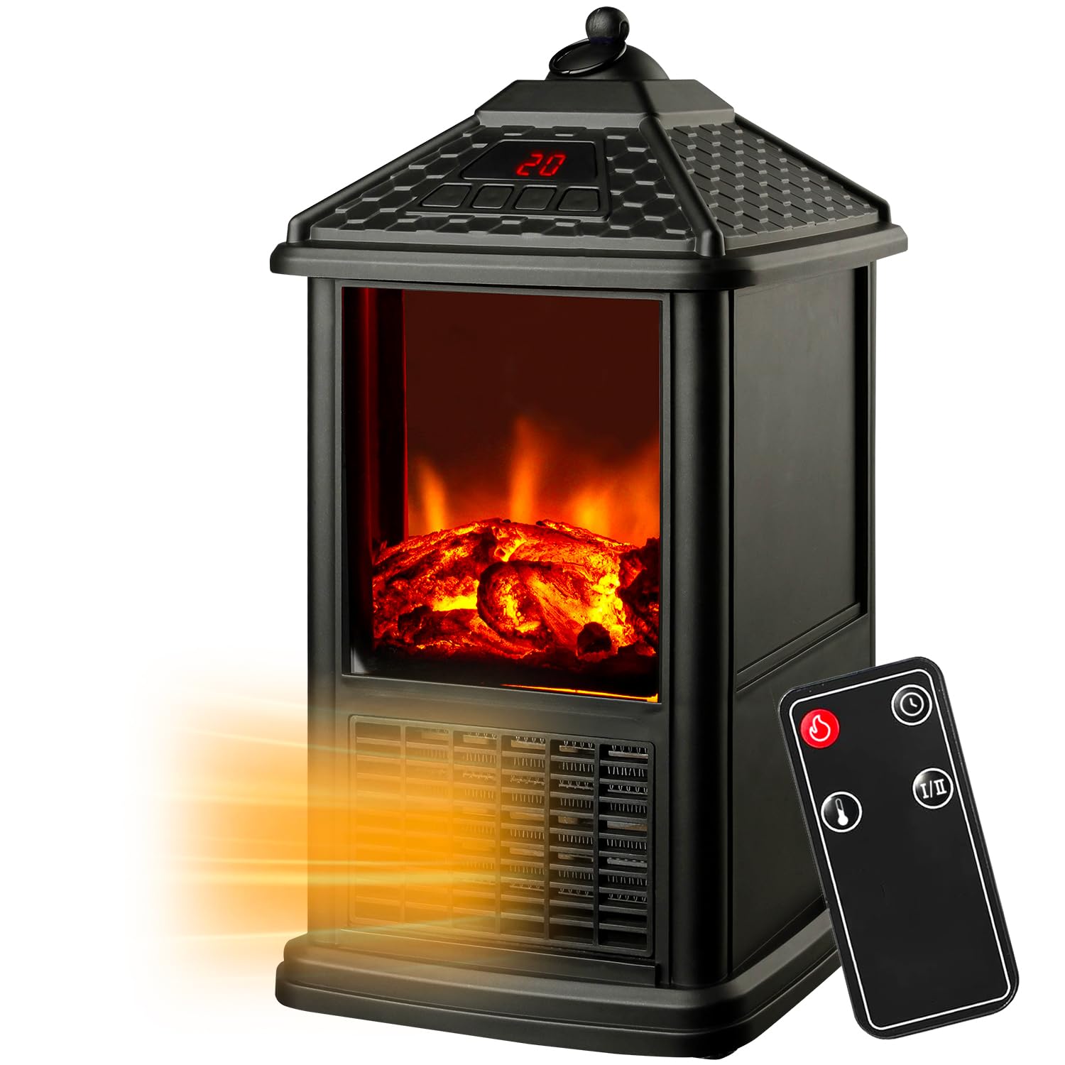 Maison Rouge elektryczny kominek stołowy z pilotem zdalnego sterowania 1000 W z efektem kominka 3D - kontrola temperatury na każdą potrzebę i timer 12 godzin - 32 x 18,5 x 18,5 cm