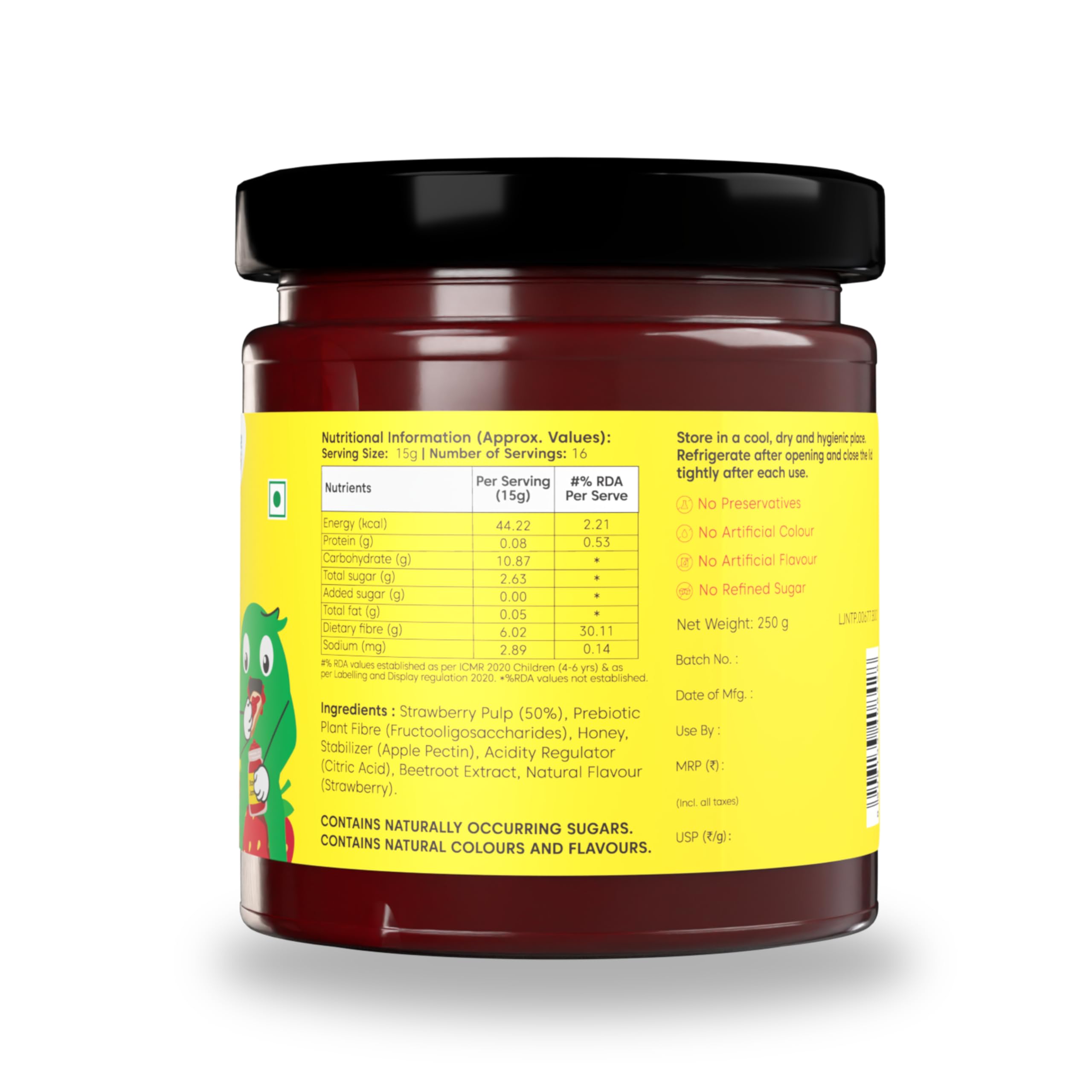 Little Joys Strawberry Honey Jam 250g | 100% Pure Natural Jam with No Added Sugar, No Preservatives, No Artificial Flavors | Made with Real Strawberries & Honey | Healthy, Gut-Friendly Spread - Image 5 thumbnail