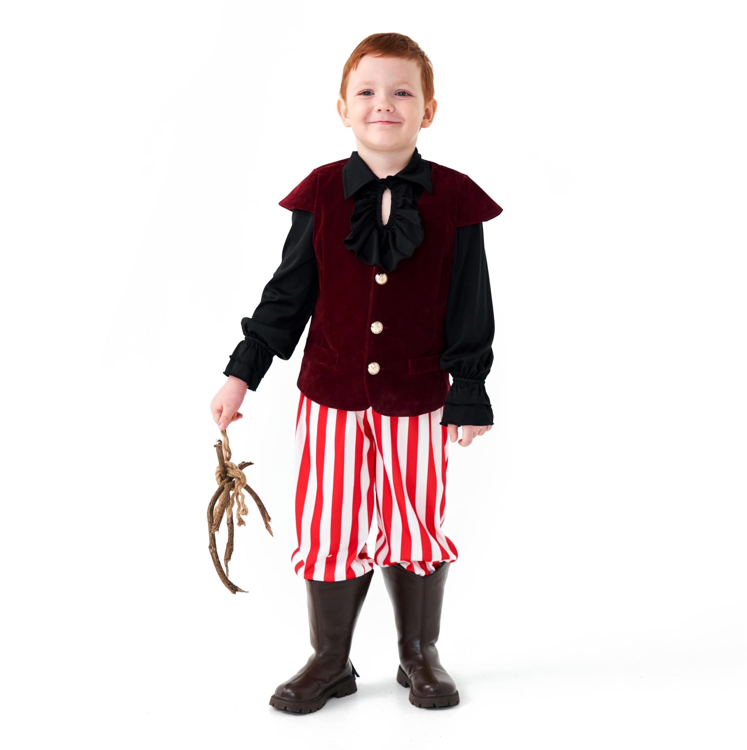 DELIVESS Medieval Renaissance Faire Costume Pirate Vest for Boys Lace-up Steampunk Gothic Waistcoat Viking Tunic Vest (Red, S) - Image 4