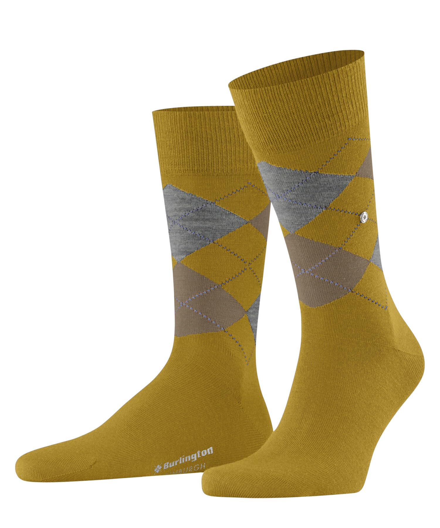 Burlington Men's Edinburgh M So Wool Patterned 1 Pair Socks, Yellow Curry 1590, 6.5-11