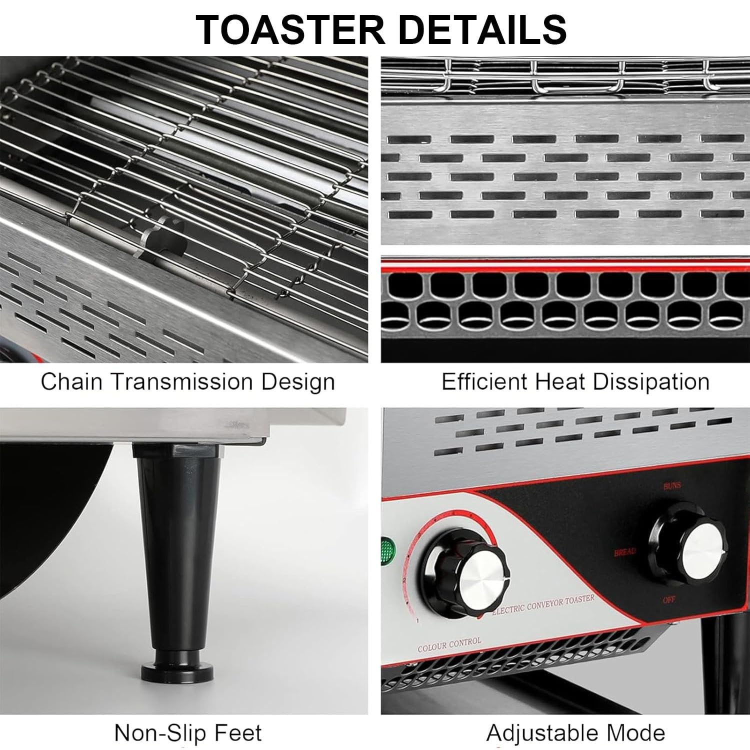Tostadora Comercial De Cinta Transportadora, 150/300/450 Rebanadas/Hora, Tostador de Cinta Doble,para Restaurantes, con 7 Niveles De Tostado, para cruasán de Bagel 150
