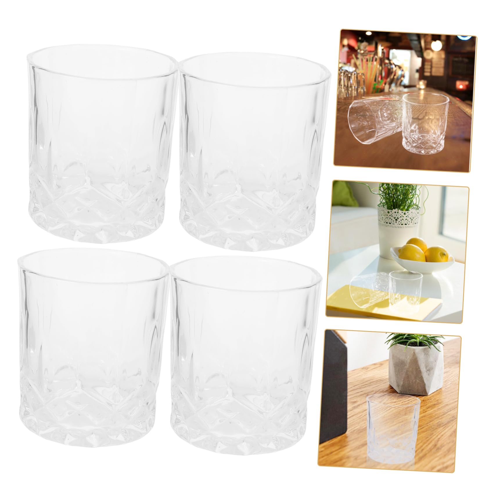 Cabilock 4piezas Copa De Vino Grabada Vaso De Whisky Copas De Vino Delicadas Para Uso Bar o Casa Multifunción