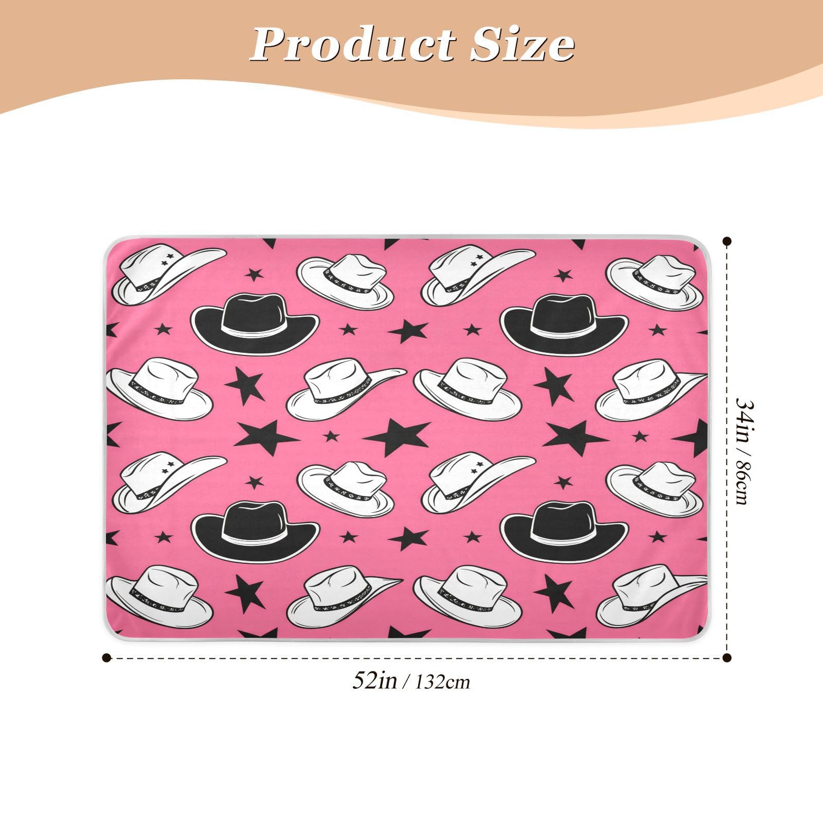 BOESI Graffiti Cowboy Hat and Star Waterproof Pads for Bedwetting and Incontinence, Reusable Pads, Reusable Diaper Pads for Bed, Sofa, Travel