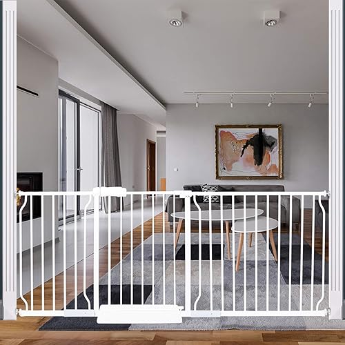 Miniatura 7 de HOOEN - Puertas de bebé extra anchas de 30 pulgadas de alto para puertas, escaleras de 86 a 105 pulgadas, puertas grandes y largas montadas a Negro