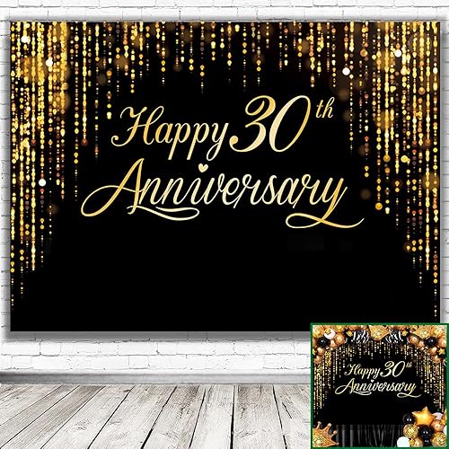 Miniatura 10 de Telón de fondo de aniversario para fiesta de 50 años, fondo negro dorado con purpurina Bokeh Dots, boda, aniversario, fiesta, fondo fotográfico,