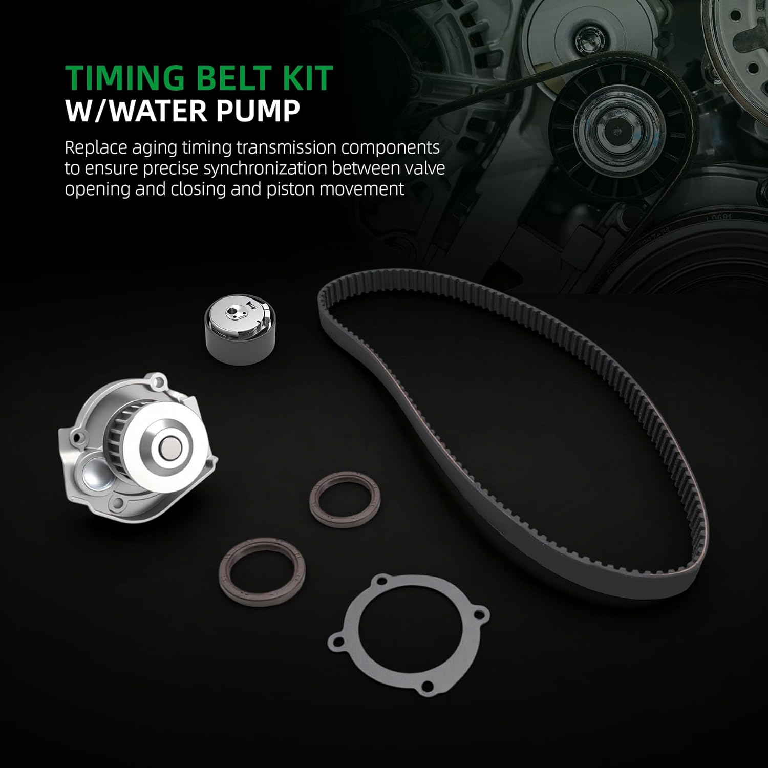 Engine Timing Belt Kit with Water Pump Fits for Dodge Dart 2013-2016, for Fiat 500 2012-2017, 500L 2014-2017, SOHC 1.4L L4, 4892713AC