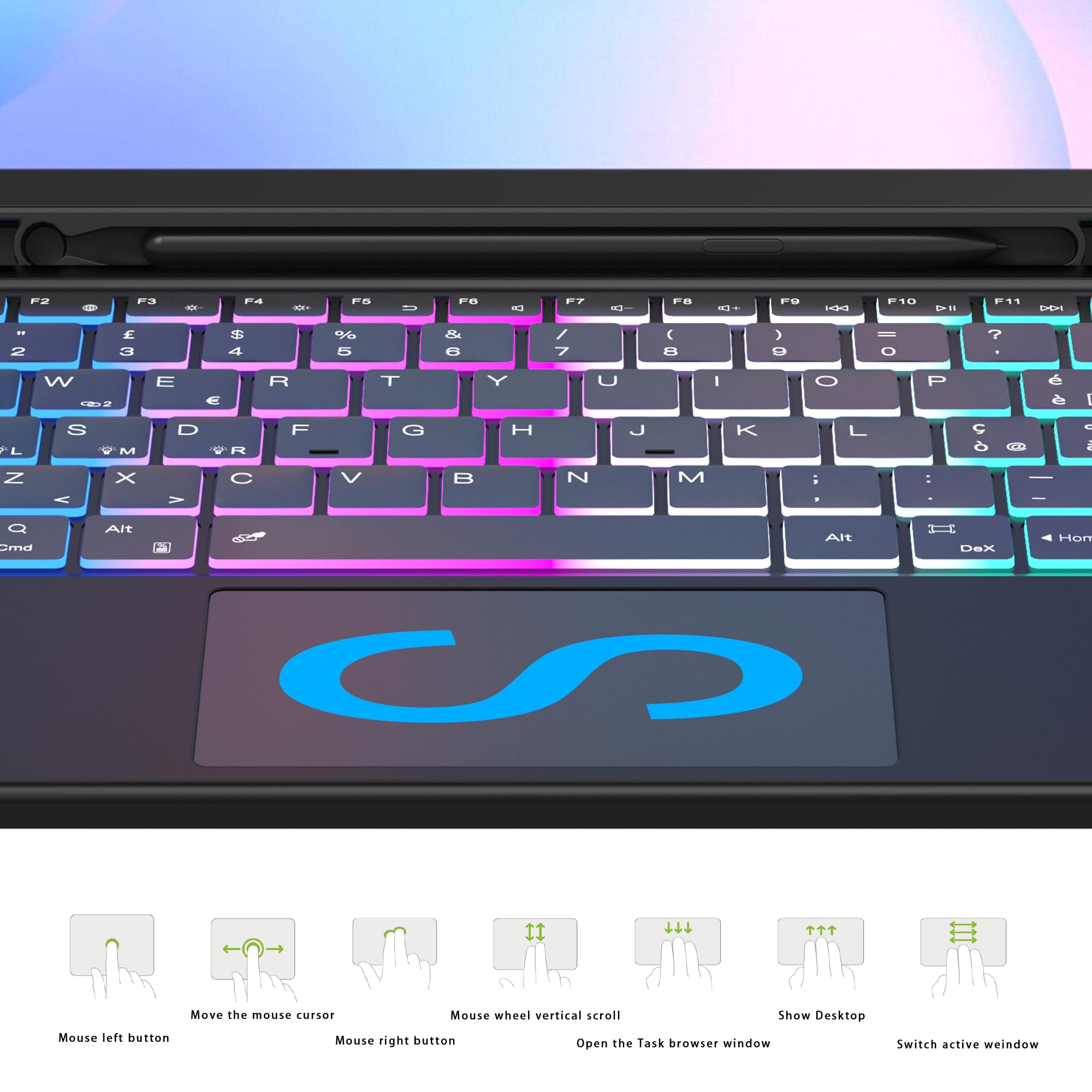 Custodia Con Tastiera per Samsung Galaxy Tab S10 FE+ Plus 13.1 Pollici 2025 | retroilluminata a 7 colori, trackpad multi-touch, Layout italiano QWERTY, rimovibile, portastilo, Protezione in TPU, studente
