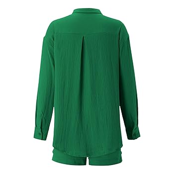 Damen Lounge Set 2-teilig - Musselin Bluse & Shorts Oversize Sommer