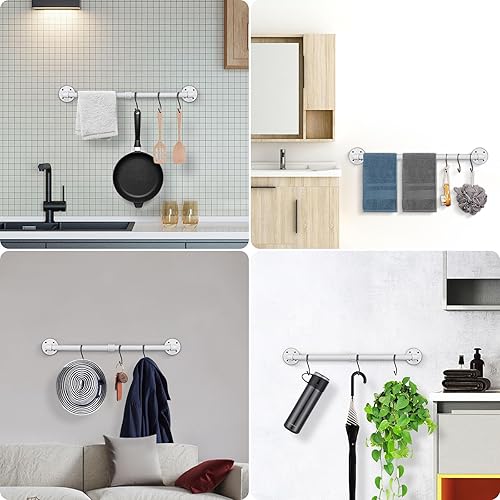 Vista 56 de Toallero de tubo industrial, resistente para montar en la pared, rústico, para baño (negro, 16 pulgadas)