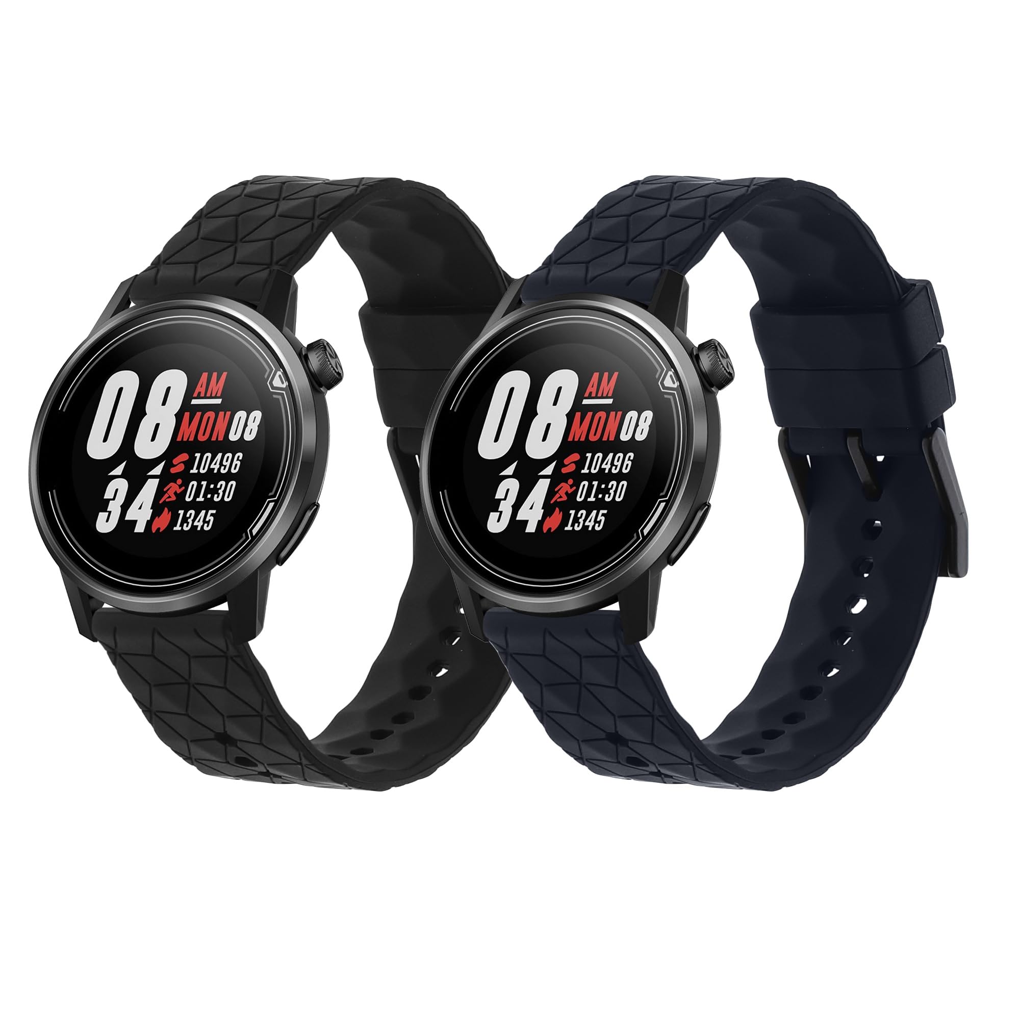 kwmobile 2x Straps for COROS PACE 2 / APEX (42mm) Watch Strap, Silicone Replacement Watch Strap Set