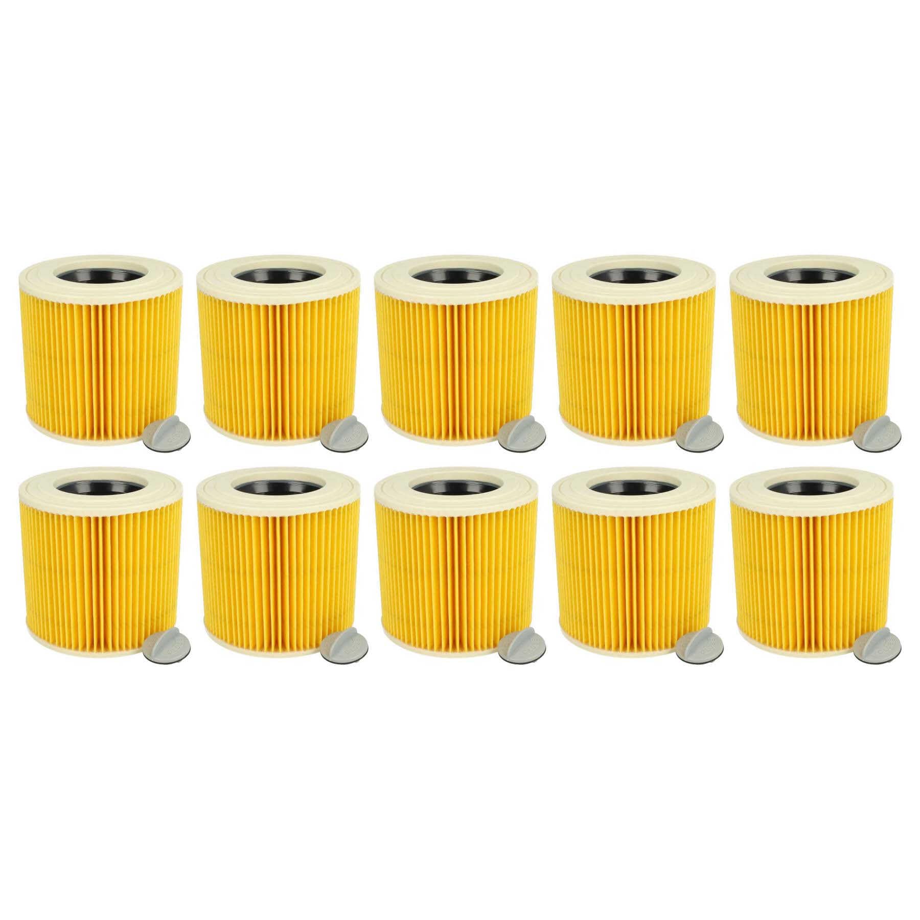 vhbw 10x Faltenfilter kompatibel mit Kärcher NT 27/1 ME Professional | NT 48/1 TE Professional Staubsauger - Patronenfilter Gelb