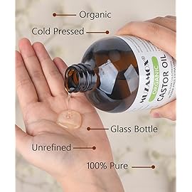 MUZAMOX Castor Oil Pack Wrap & 8fl.oz Glass Bottle Set, Organic Cold-Pressed Unrefined Castor Oil Included