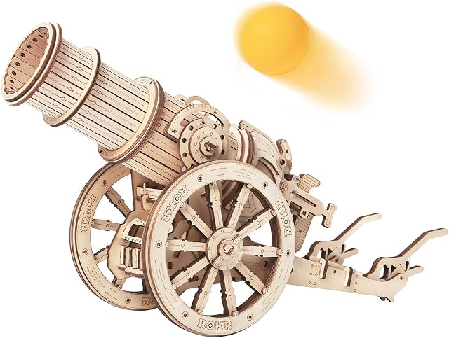 ROKR 3D Wooden Puzzle for Adults Teens Model Kits for Adults to Build Medieval Cannon