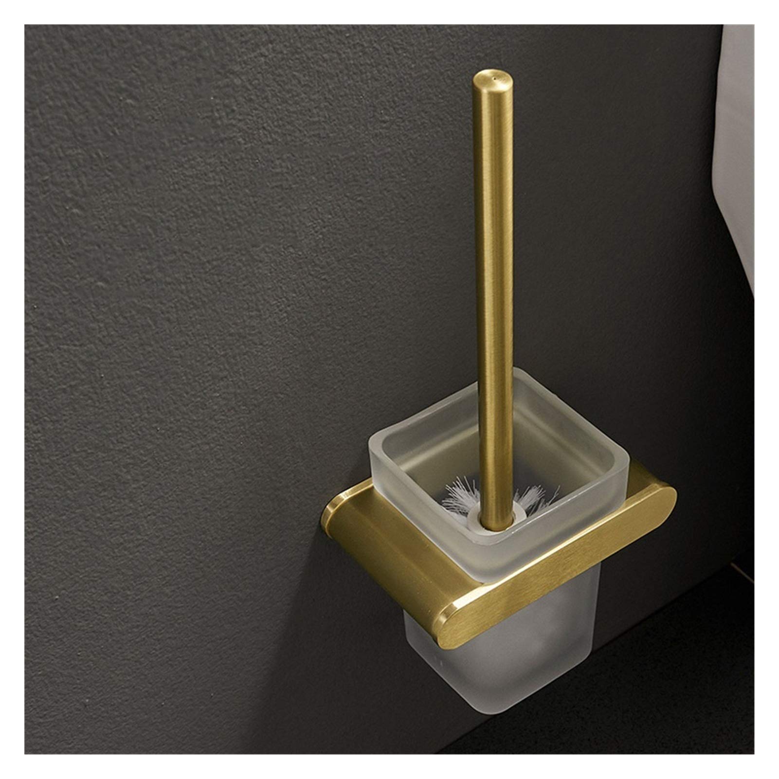 Conveniente Baño para el soporte de la cepillo de inodoro Espacio de aluminio de aluminio cepillado dorado cepillo rack montaje en pared estante de almacenamiento accesorios de baño Uso doméstico